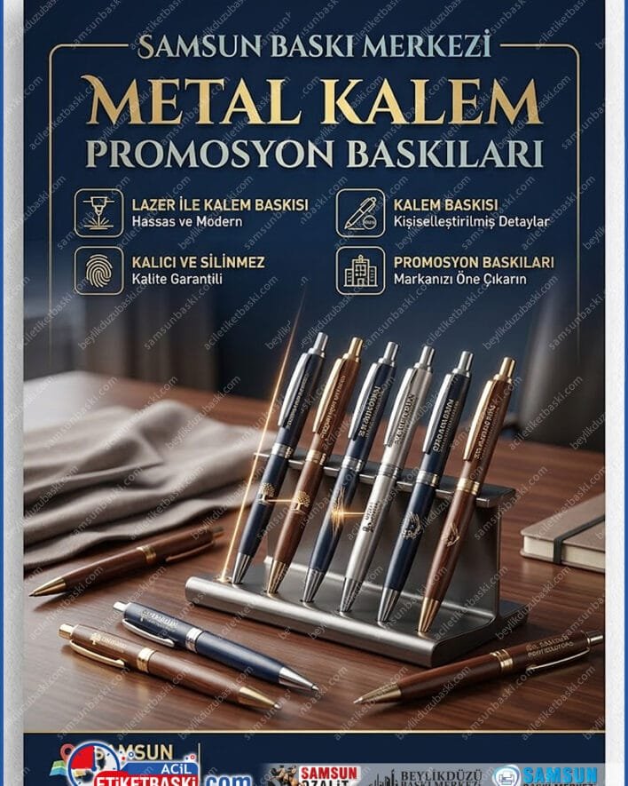 promosyon metal kalem, lazer baskılı kalem, samsun kalem baskı, az adetli kalem üretimi, kişiye özel metal kalem, samsun promosyon ürünleri, silinmez kalem baskısı, metal tükenmez kalem fiyatları