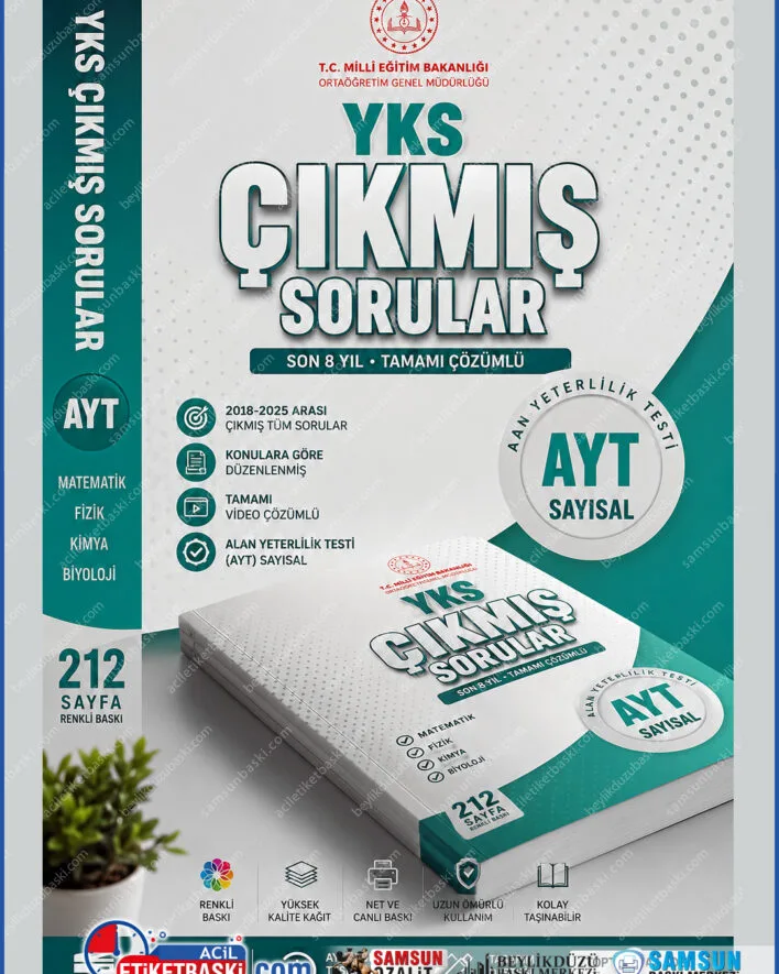 AYT çıkmış sorular kitabı, ucuz renkli fotokopi, yks sayısal çıkmış sorular, renkli test baskısı, samsun fotokopi merkezi, 2025 ayt soruları baskı, matematik fen çıkmış sorular, ucuz kitap basımı