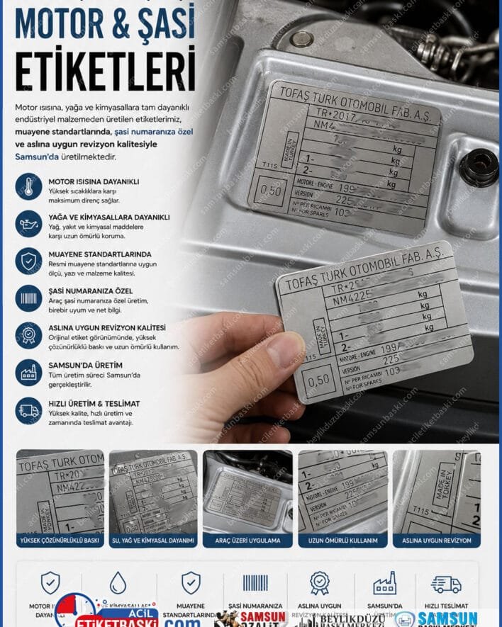 fiat motor etiketi, tofaş şasi numarası, doblo muayene etiketi, fiorino şasi etiket yenileme, kartal doğan motor etiketi, muayeneden geçmeyen araç etiketi, samsun oto etiket imalatı, kalıcı şasi etiket baskısı
