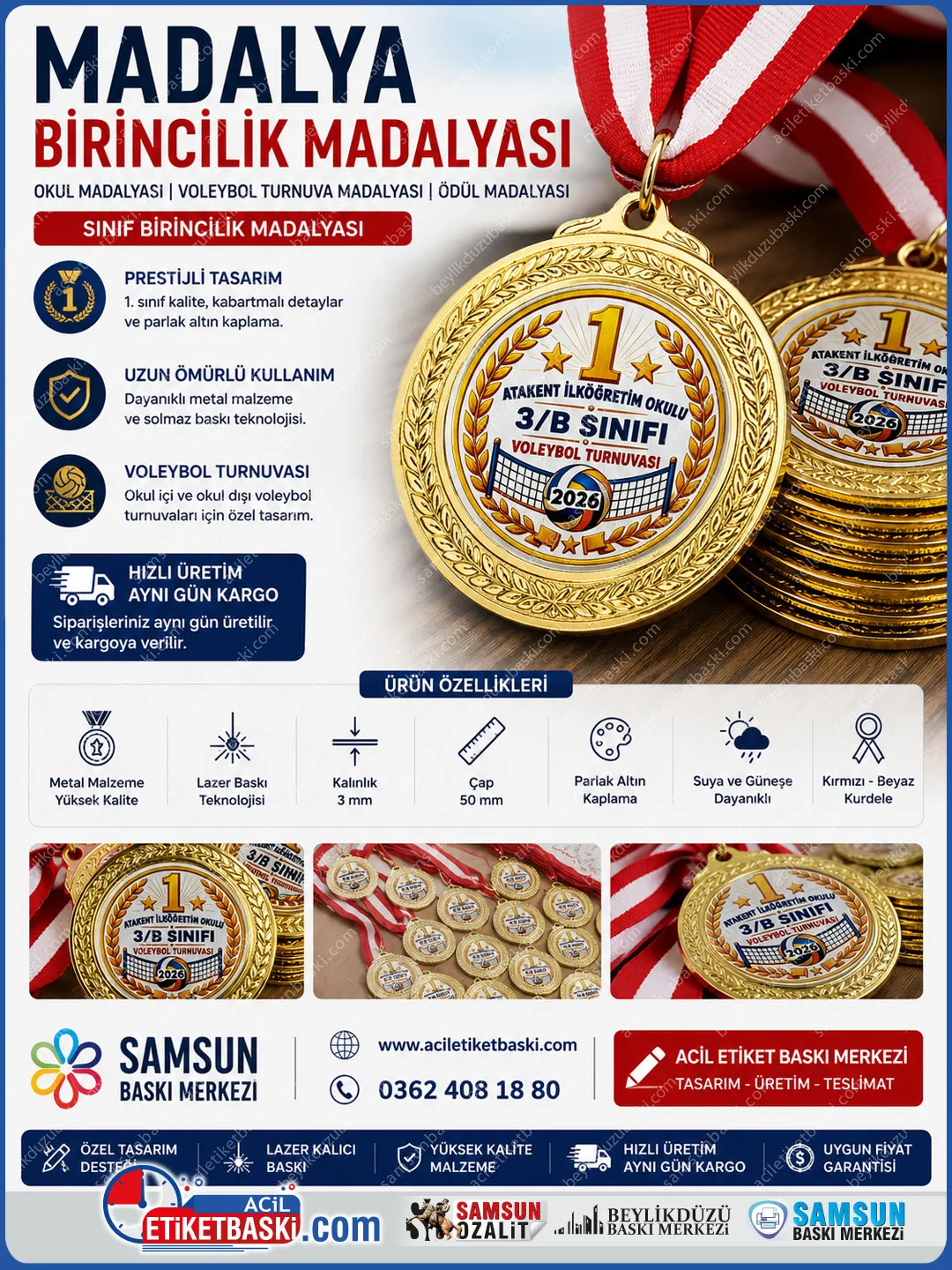 samsun-okul-madalyasi-imalati-voleybol-turnuva-ve-sinif-birincilik-odul-madalyasi samsun okul madalyası, birincilik madalyası imalatı, voleybol turnuva madalyası, sınıf birincisi ödülü, okul madalya üretimi, baskılı madalya merkezi, samsun ödül madalyaları, aynı gün teslim matbaa