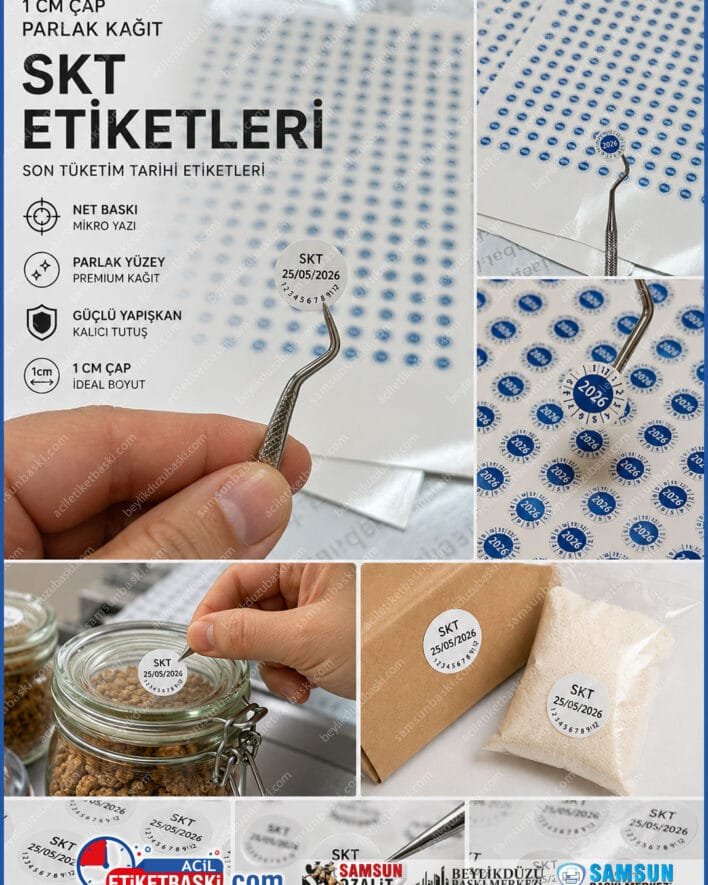 skt etiketi, 1 cm etiket, kuse etiket, mikro baski etiket, acil etiket baski, samsun baski merkezi, son kullanma tarihi etiketi, ozel kesim etiket, tabaka etiket, hizli etiket baski