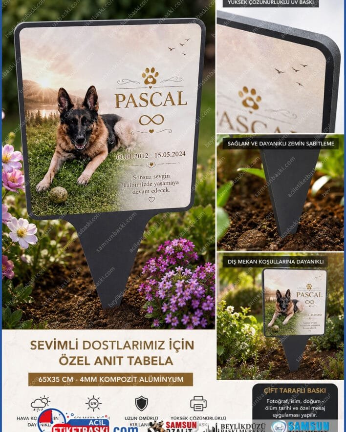 evcil hayvan mezar başlığı, kedi mezar taşı, köpek mezar başlığı, kompozit mezar başlığı, 65x35 cm mezar levhası, toprağa saplanan mezar başlığı, resimli hayvan mezar taşı, çift yönlü mezar başlığı, dış mekan dayanıklı mezar taşı, evcil hayvan anıtı, 4mm kompozit tabela, kişiye özel hayvan mezar başlığı, aynı gün kargo mezar başlığı, samsun baskı merkezi, kedi köpek anıtı