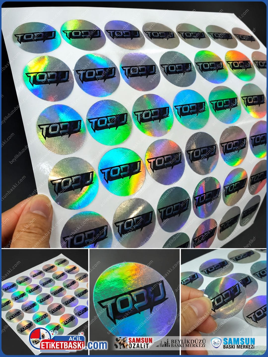 hologram-etiket-4cm-ozel-kesim hologram etiket, ozel ebat etiket, ozel kesim etiket, 4cm hologram etiket, logo baskili etiket, yazi baskili etiket, hizli uretim etiket, ayni gun gonderim etiket, guvenlik etiketi, parlak etiket
