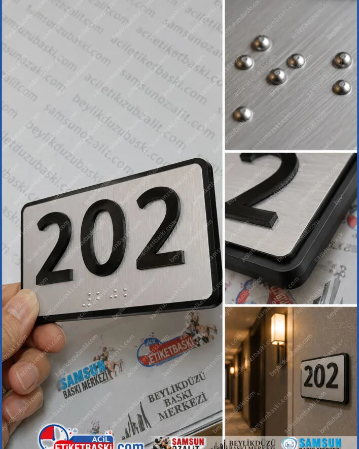 braille alfabe kapı tabelası, otel oda kapı tabelası, kabartmalı otel tabelası, yönetmeliğe uygun braille tabela, 15x8 cm kapı tabelası, pleksi metal kapı tabelası, görme engelli otel tabelası, braille alfabe baskı merkezi, otel erişilebilirlik tabelası, kabartma yazılı kapı tabelası, otel oda numarası tabelası, fason braille baskı, samsun braille tabela, otel ruhsat tabelası, kabartma noktalı tabela, oda kapı numarası