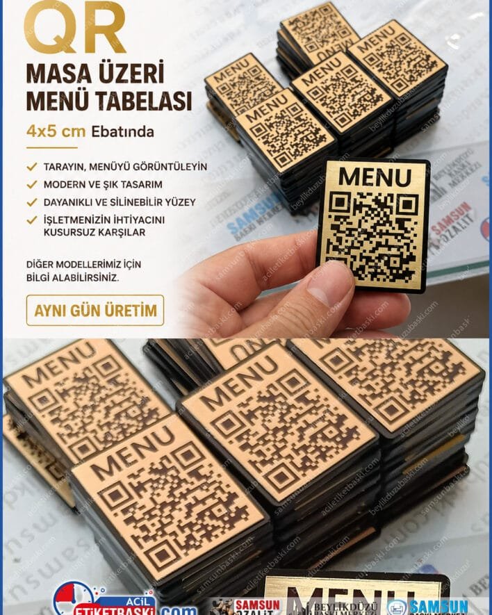 qr masa tabelasi, qr menu tabelasi, metal qr tabela, pleksi tabanli tabela, 4x5cm qr tabela, altin qr tabela, gumus qr tabela, masa ustü qr kod, kafe masa tabelasi, ayni gun imalat tabela