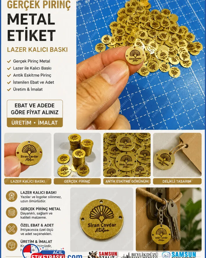gercek pirinc metal, antik eskitme pirinc, lazer baskili metal plaka, eskitme pirinc etiket, ozel imalat metal plaka, pirinc logo plakasi, metal etiket imalati, kalici lazer baski, mobilya pirinc etiket, ozel ebat pirinc plaka