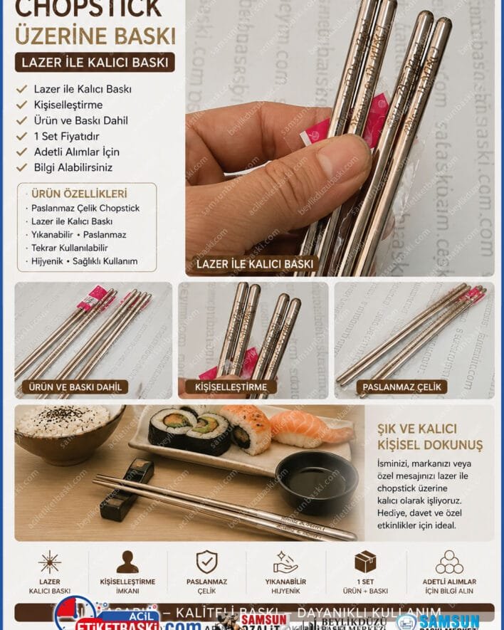 chopstick, chopstick baski, lazer baskili chopstick, kisisellestirilmis chopstick, cin cubugu baski, isimli chopstick, ozel tasarim chopstick, ahsap chopstick, logolu chopstick, restoran chopstick