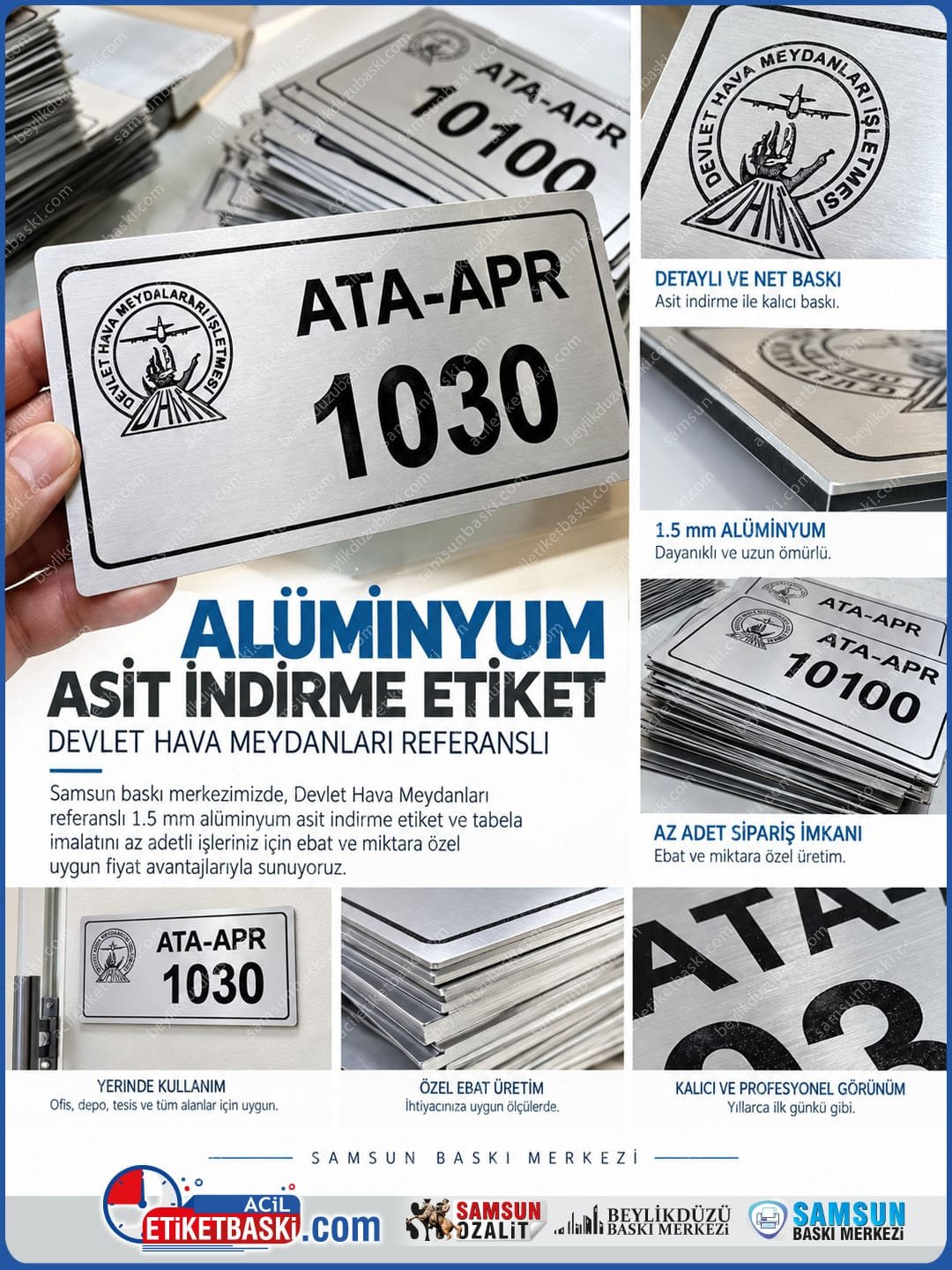 1-5mm-aluminyum-asit-indirme-tabela-ve-etiket asit indirme etiket, aluminyum asit indirme, 1.5mm aluminyum etiket, metal asit oyma, dhmi etiket imalati, az adet metal tabela, kimyasal asindirma tabela, endustriyel metal etiket, samsun baski merkezi, acil metal baski