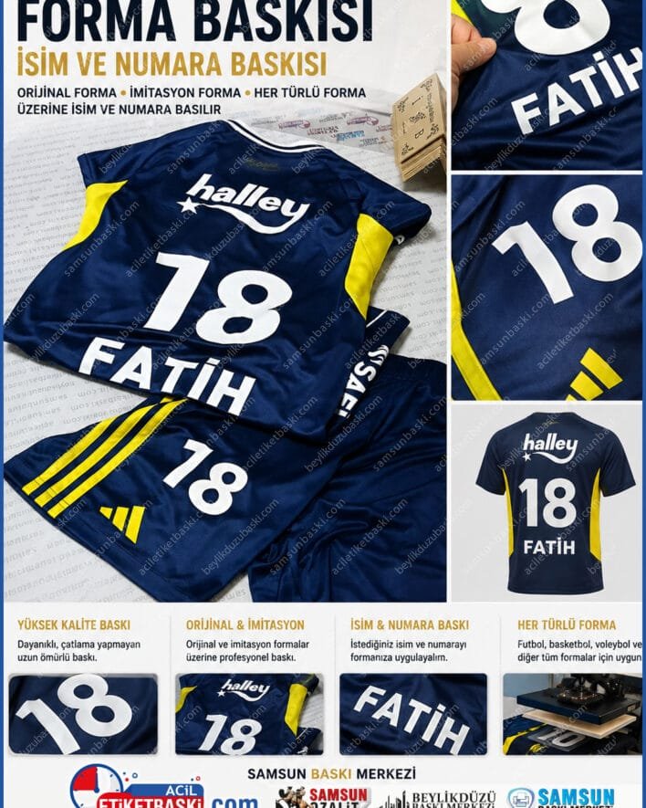 forma baskisi, forma isim numara baski, halisaha forma baski, orjinal forma baski, forma yazisi, takimsal forma baskisi, forma numaralandirma, tekstil baski merkezi, samsun forma baski, samsun baski merkezi