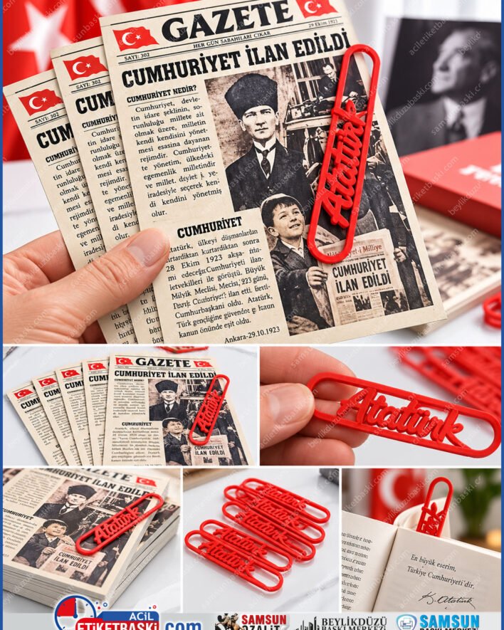 29 ekim kitap ayraci, atatürk temali ayrac, a5 karton baski, 3d kitap ayraci, cumhuriyet bayrami hediyelik, ozel tasarım ayrac, atatürk baski, samsun matbaa, toplu ayrac imalati, samsun baski merkezi