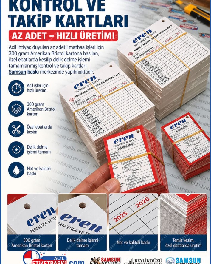 az adetli matbaa, acil matbaa baski, 300gr amerikan bristol, delikli kart baski, kontrol karti baski, giyotin kesim kart, yangin tupikarti baski, az tiraj matbaa, samsun acil matbaa, samsun baski merkezi